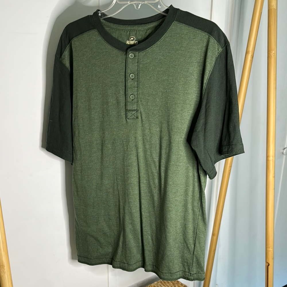 Red Head  Green Casual Henley shirt‎